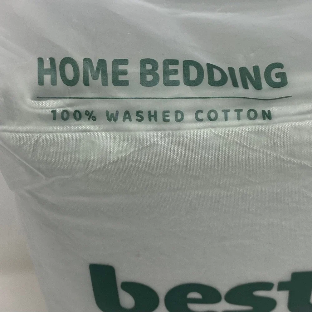 BESTOUCH Full Duvet Cover Set Sage Green 100% Washed Cotton Breathable